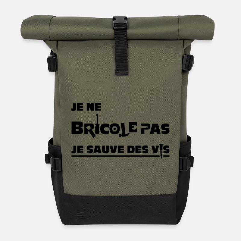 I DON'T TINKER, I SAVE SCREWS! - Roll Top Backpack - olive/black