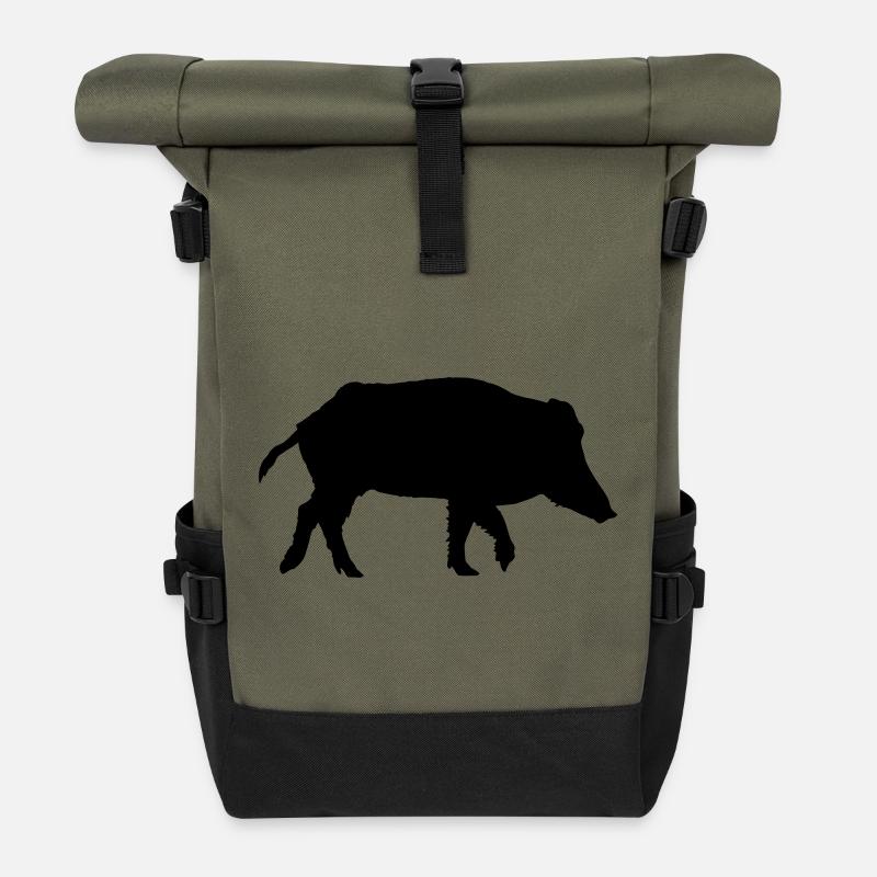 Wildschwein - Rolltop Rucksack - Olive/Schwarz