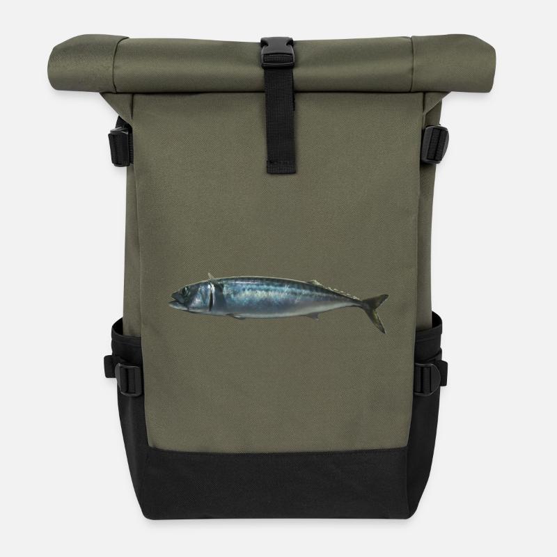 Fisch Makrele - Rolltop Rucksack - Olive/Schwarz