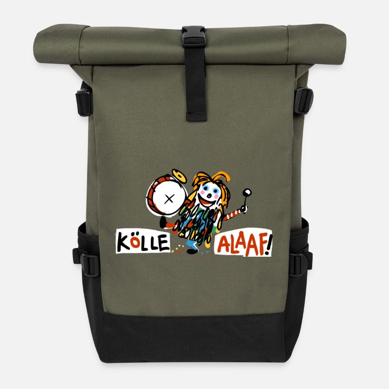 Karneval in Köln net ohne decke Tromm ! - Rolltop Rucksack - Olive/Schwarz