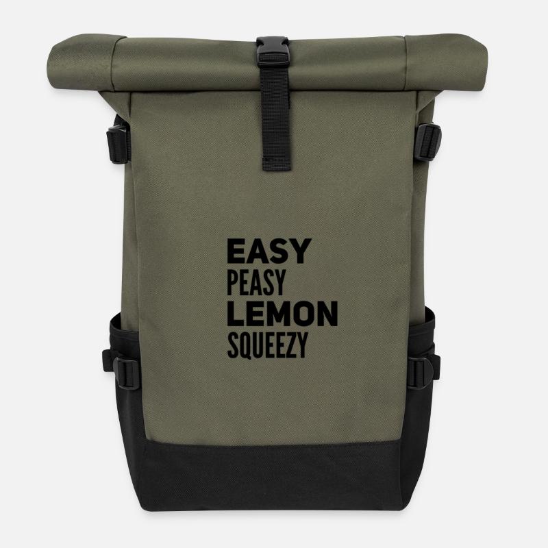 Easy Peasy Lemon Squeezy – Lustiger Spruch - Rolltop Rucksack - Olive/Schwarz