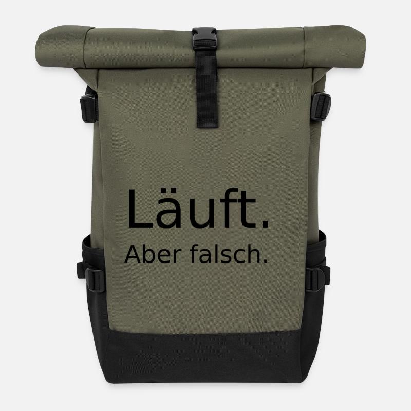 Laeuft ... aber falsch  - Rolltop Rucksack - Olive/Schwarz