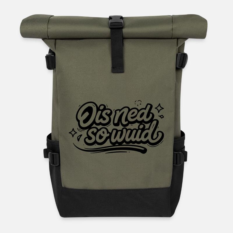 Ois ned so Wuid - Roll Top Backpack - olive/black
