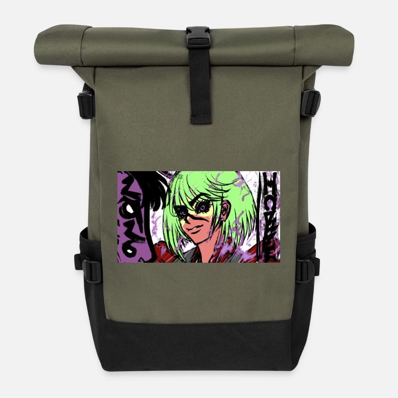Geist des Feuerpferdes - Rolltop Rucksack - Olive/Schwarz