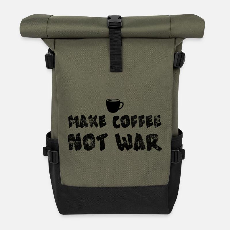 Kaffee nicht Krieg Lustiges Kaffeedesign - Rolltop Rucksack - Olive/Schwarz