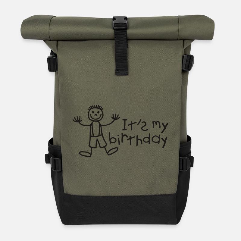 It's my birthday - Boy - Roll Top Backpack - olive/black