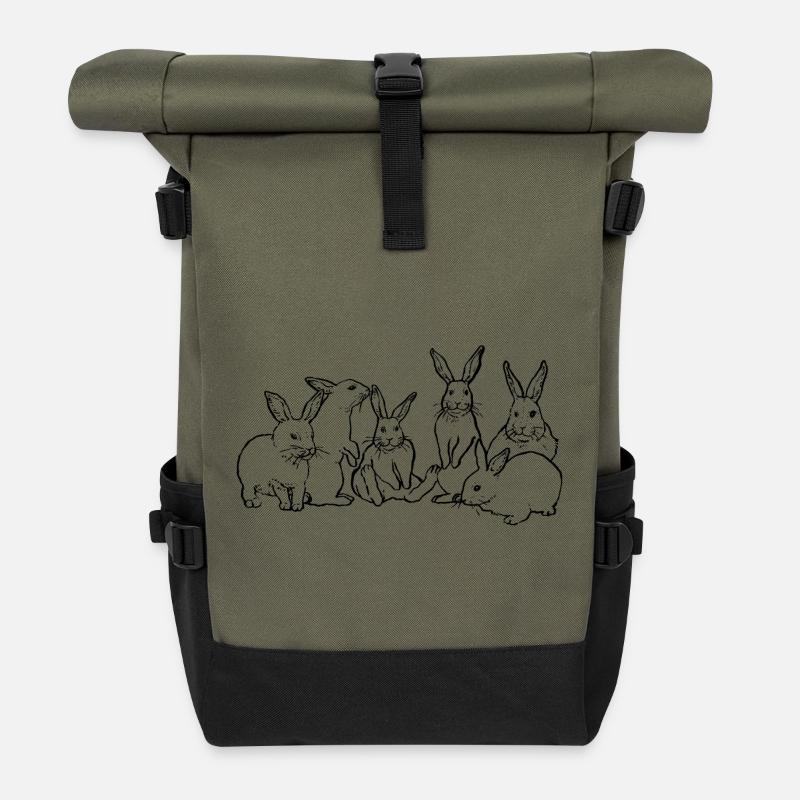 BUNNY GANG - Rolltop Rucksack - Olive/Schwarz