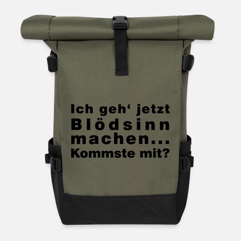 Bloedsinn_machen - Rolltop Rucksack - Olive/Schwarz