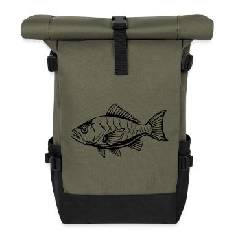 Fish Angler T-shirt Gift Angler - Roll Top Backpack - olive/black - Front