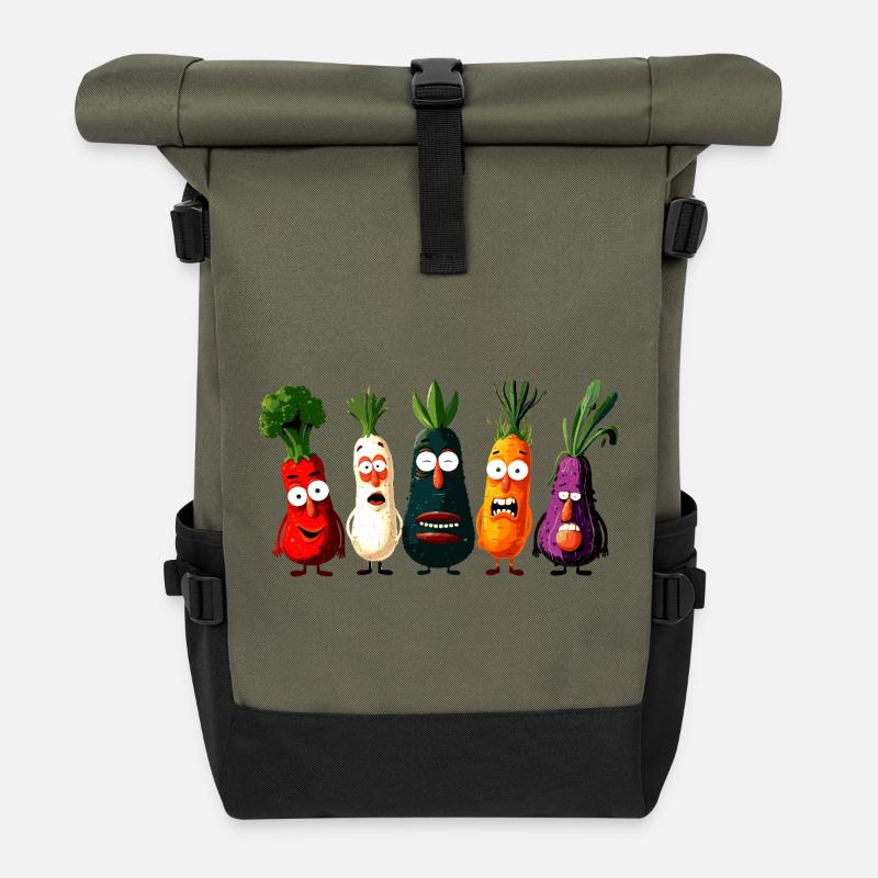 Gemüse - Rolltop Rucksack - Olive/Schwarz