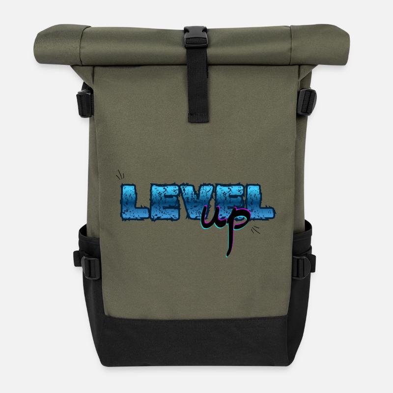 Monter de niveau, anniversaire - Sac à dos roll top - olive/noir