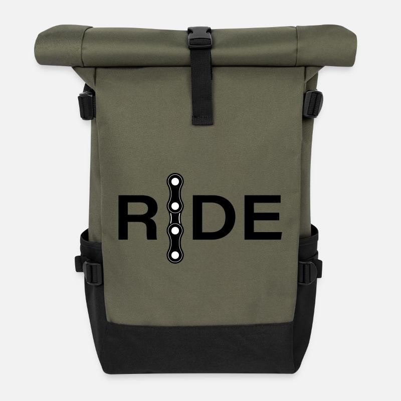 Kettenlinien Minimal-Design - Rolltop Rucksack - Olive/Schwarz