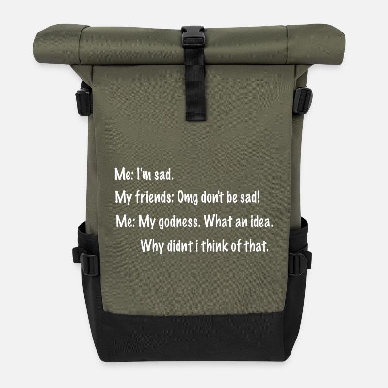 Genius Advice Humor Quote - Roll Top Backpack - olive/black
