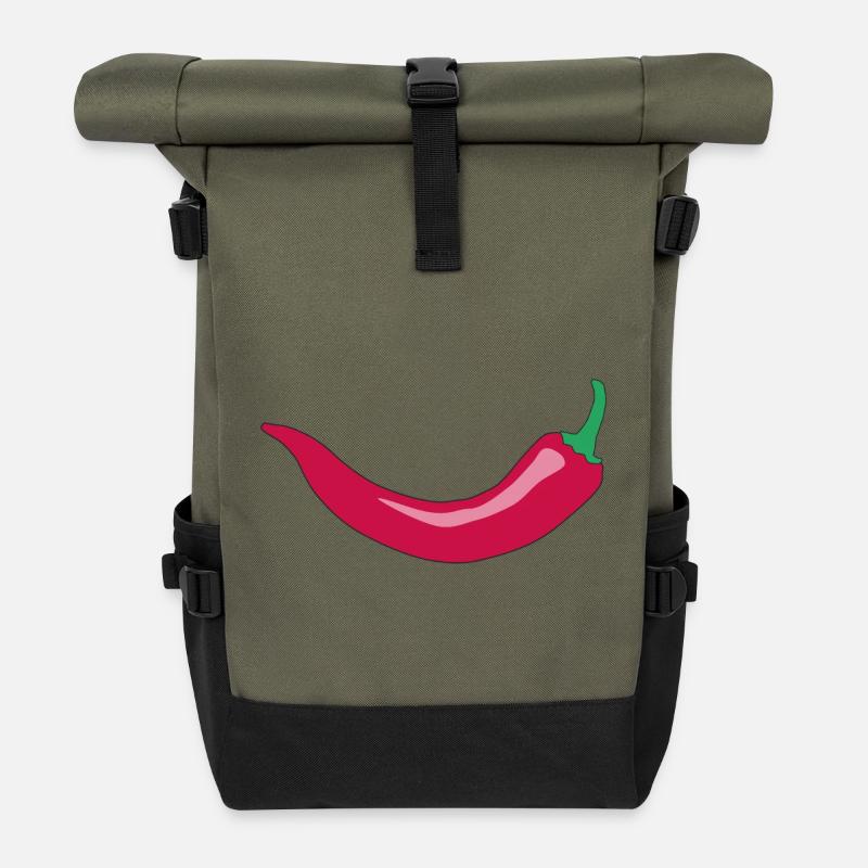 Red Chili Smile - Roll Top Backpack - olive/black