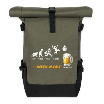 Vivement le week-end - humour biere - Sac à dos roll top - olive/noir - Devant