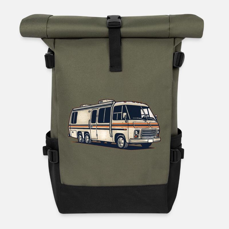 My home has wheels - Roll Top Backpack - olive/black