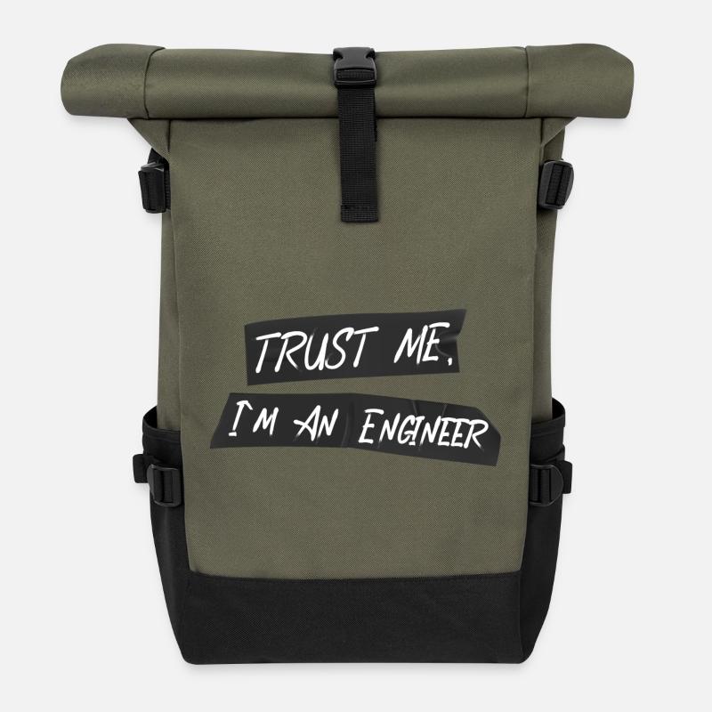Engineer With Panzertape - Roll Top Backpack - olive/black