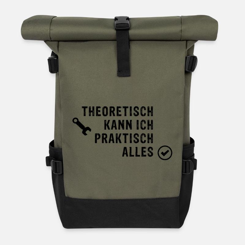 Theoretisch kann ich praktisch alles  - Rolltop Rucksack - Olive/Schwarz