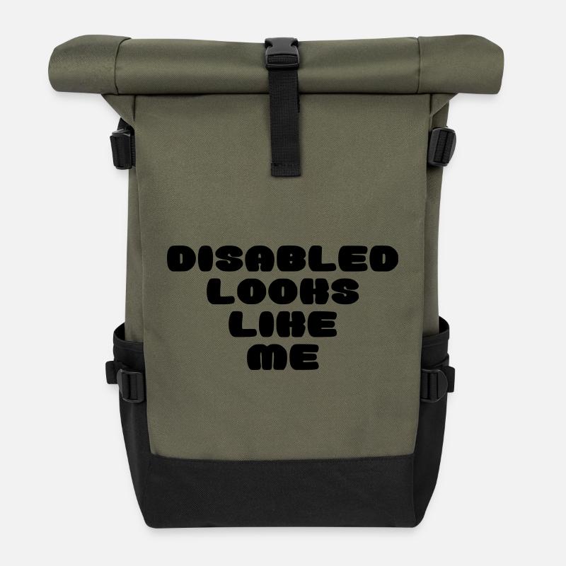 A disabled person looks like this * - Roll Top Backpack - olive/black