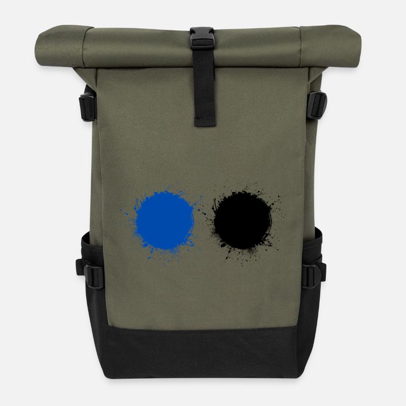 Blau und Schwarz - Rolltop Rucksack - Olive/Schwarz
