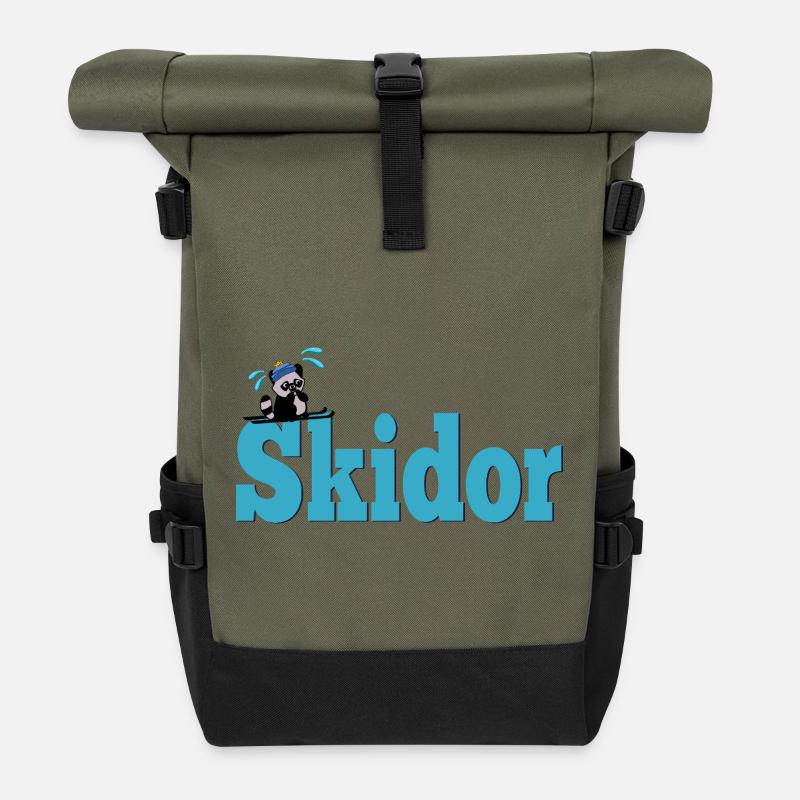 skis - Roll Top Backpack - olive/black
