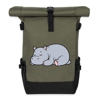 Hippopotame endormi Vecteur paresseux fatigué - Sac à dos roll top - olive/noir - Devant