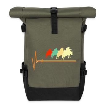 Bull Riding Heartbeat Retro Rodeo Cowboy - Roll Top Backpack - olive/black - Front