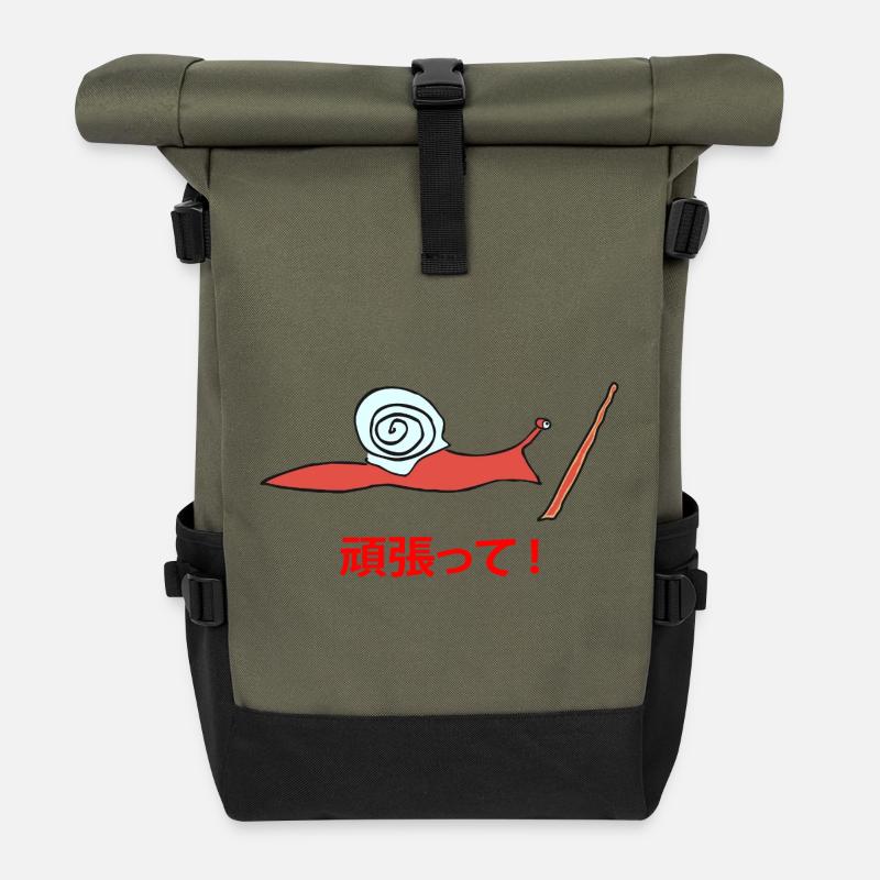 Running Snail Ganbatte - Rolltop Rucksack - Olive/Schwarz