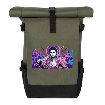 Neon Knight with Heart Shield - Roll Top Backpack - olive/black - Front