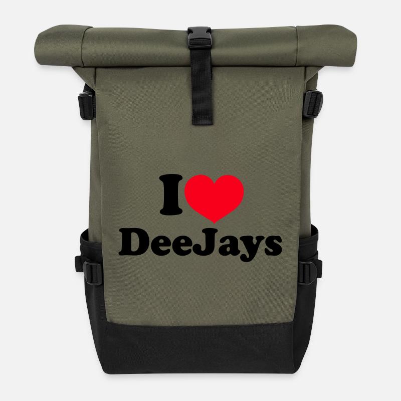 I Love DeeJays - Rolltop Rucksack - Olive/Schwarz