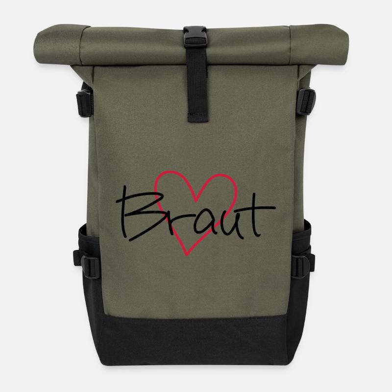 Braut Herz Junggesellinnenabschied - Rolltop Rucksack - Olive/Schwarz
