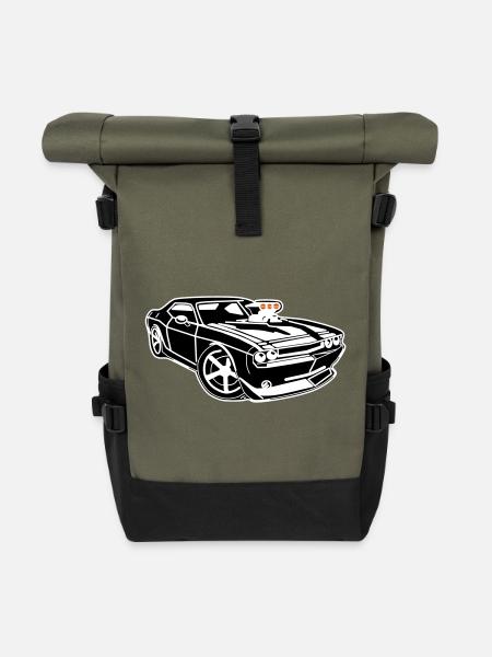 Muscle-Car-Power pur! - Rolltop Rucksack - Olive/Schwarz
