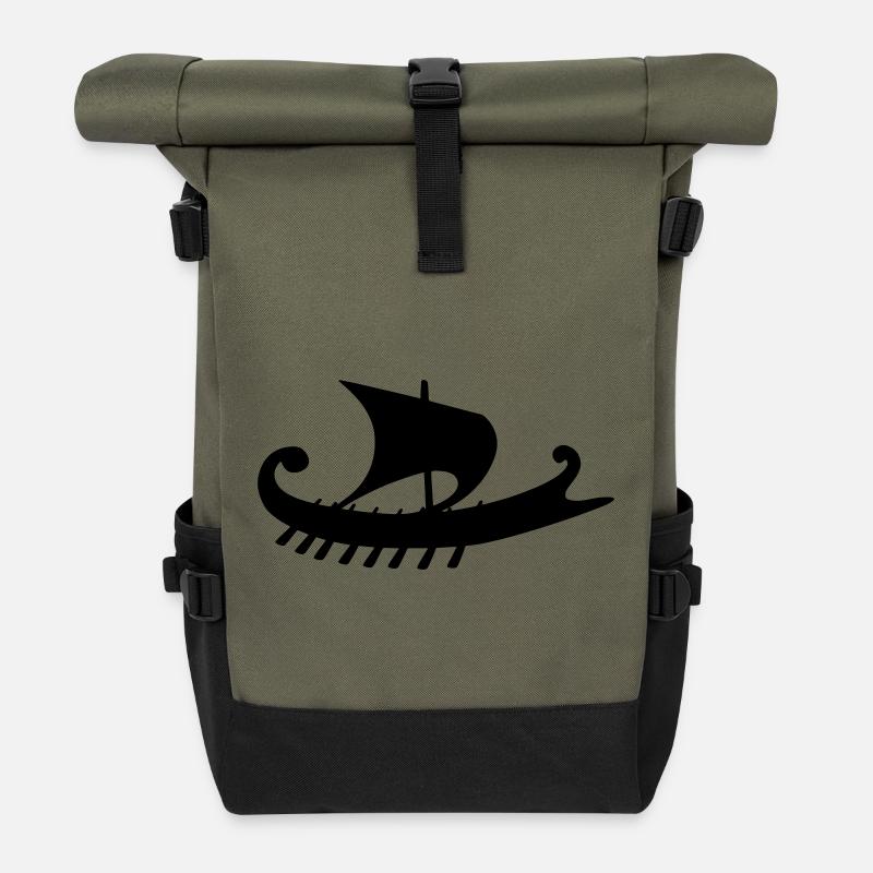 Empuriabrava Schiff b - Rolltop Rucksack - Olive/Schwarz