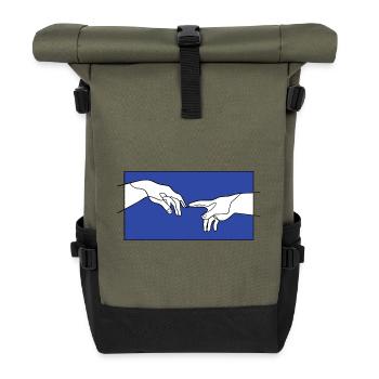 The Creation of Adam hands - Roll Top Backpack - olive/black - Front