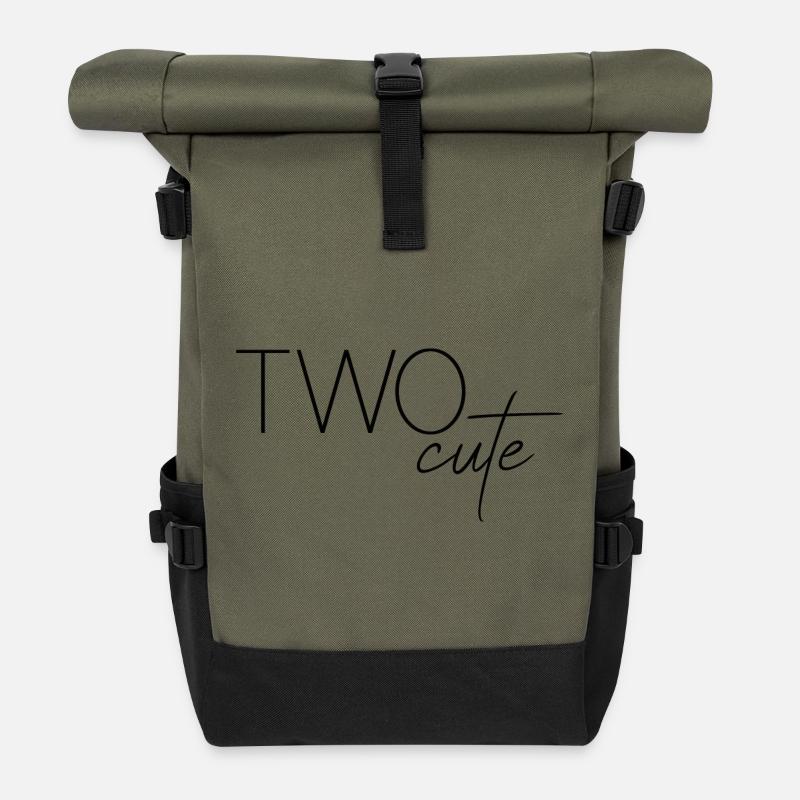 TWO cute (second birthday) - Roll Top Backpack - olive/black