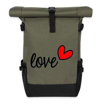 LIEBE - Rolltop Rucksack - Olive/Schwarz - Vorne