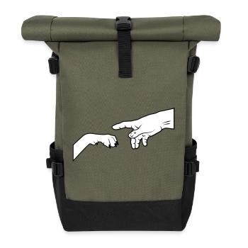 Hundepfote - gib Pfote - Rolltop Rucksack - Olive/Schwarz - Vorne