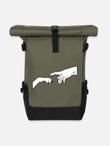 Hundepfote - gib Pfote - Rolltop Rucksack - Olive/Schwarz