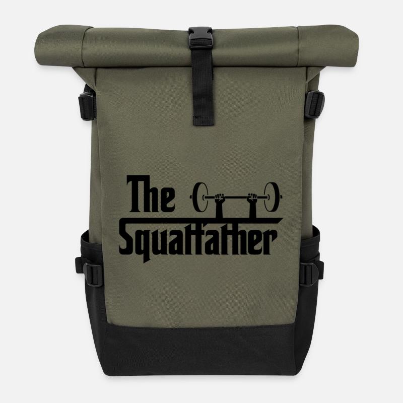 Le Squatfather noir - Sac à dos roll top - olive/noir