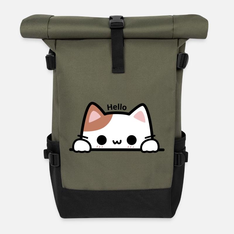 Coucou Chaton - Sac à dos roll top - olive/noir