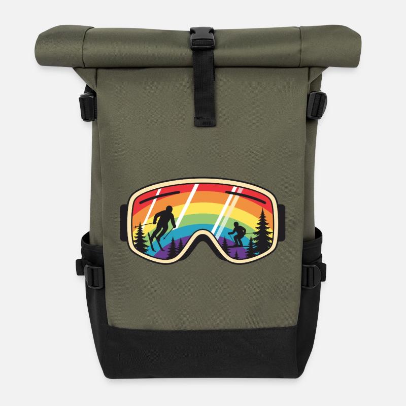 Skibrille Regenbogenberg - Rolltop Rucksack - Olive/Schwarz