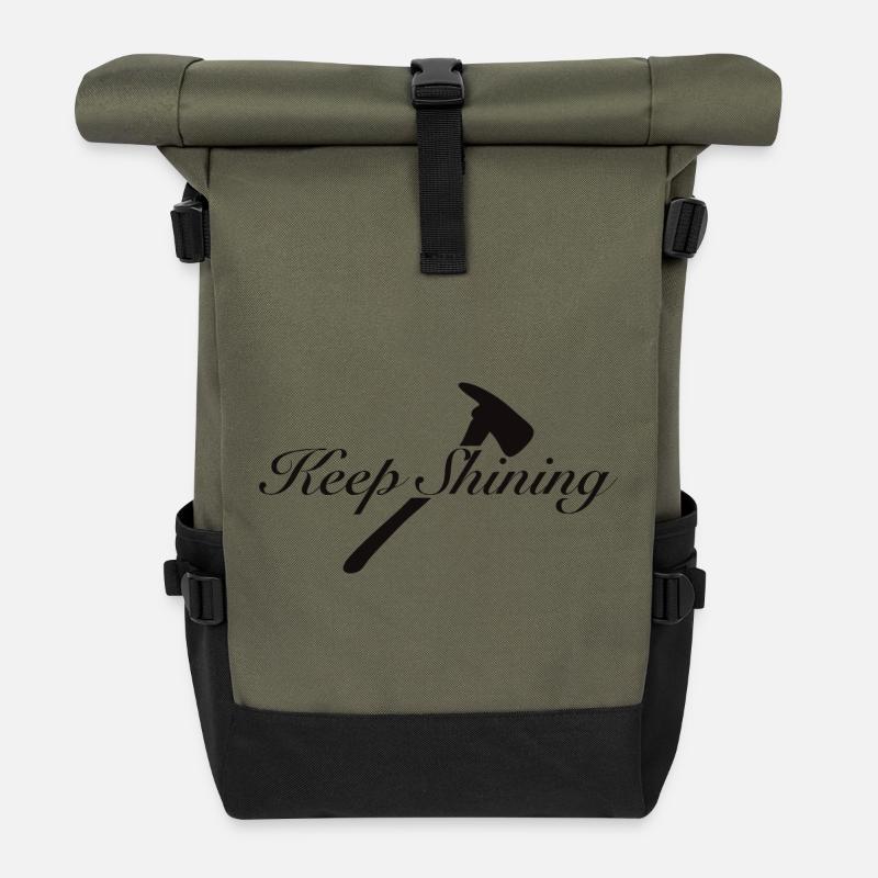 Keep Shining  - Rolltop Rucksack - Olive/Schwarz