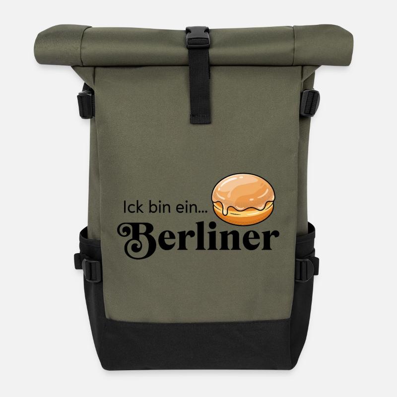 Je suis un costume culte de Berlin Statement - Sac à dos roll top - olive/noir