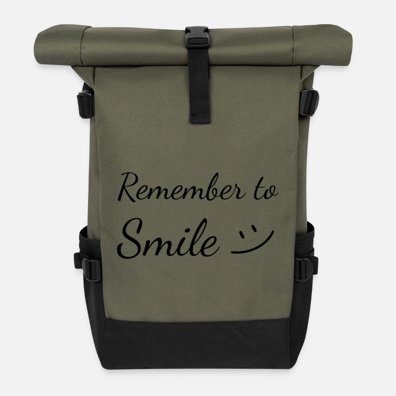 N’oubliez pas de sourire - Sac à dos roll top - olive/noir