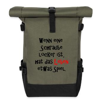 Wenn Schraube locker ist hat Leben etwas Spiel - Rolltop Rucksack - Olive/Schwarz - Vorne