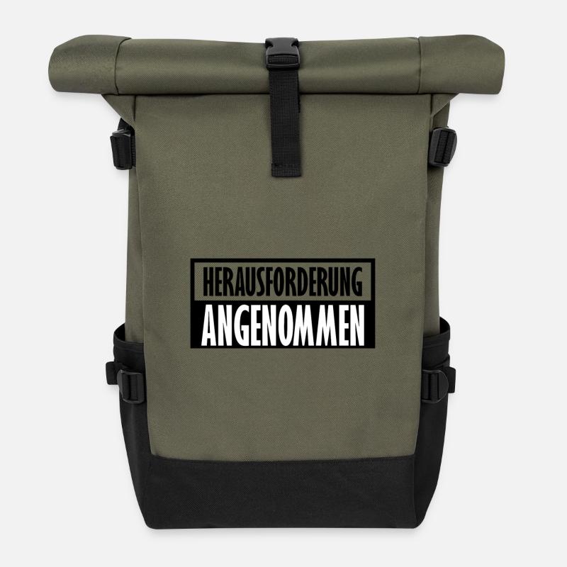 Herausforderung angenommen | Geschenk - Rolltop Rucksack - Olive/Schwarz