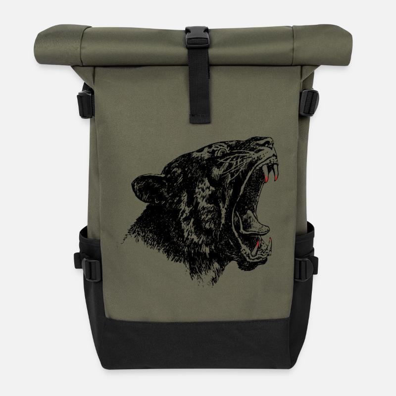 cat Black Panther - Sac à dos roll top - olive/noir