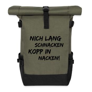 kopp in nacken Saufen Party - Rolltop Rucksack - Olive/Schwarz - Vorne