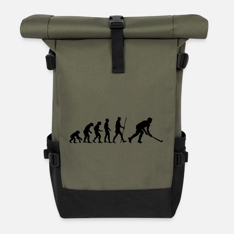 The evolution of hockey field hockey as a gift - Roll Top Backpack - olive/black