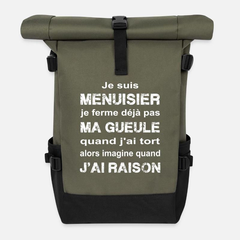 Je suis Menuisier - Sac à dos roll top - olive/noir